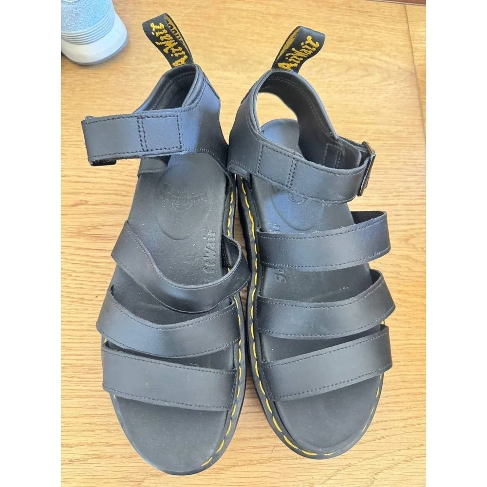 Dr Martens Blaire Quad Black Platform Sandals 8 Chunky Grunge Y2K Dark Academia